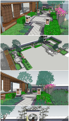 別墅小庭院景觀設計 從SU模型到景觀小品的空間營造
